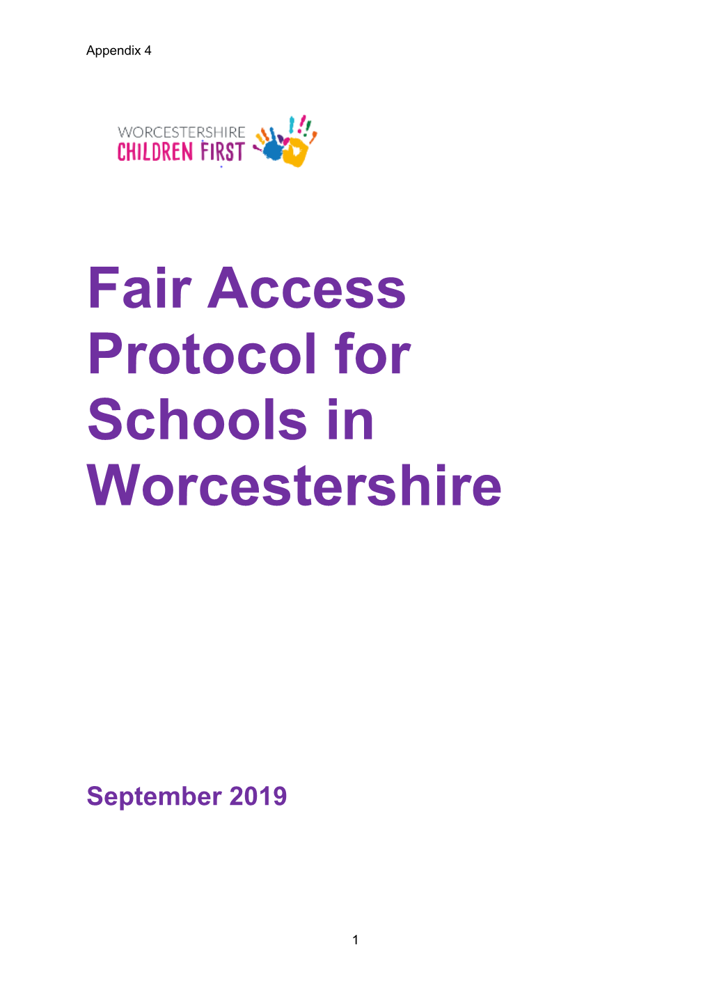 Fair Access Protocol for Schools in Worcestershire