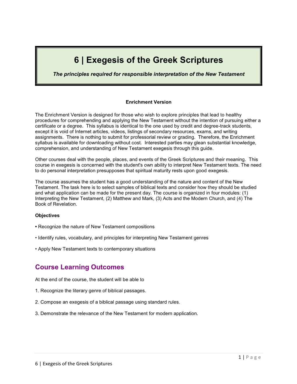 Exegesis of the Greek Scriptures