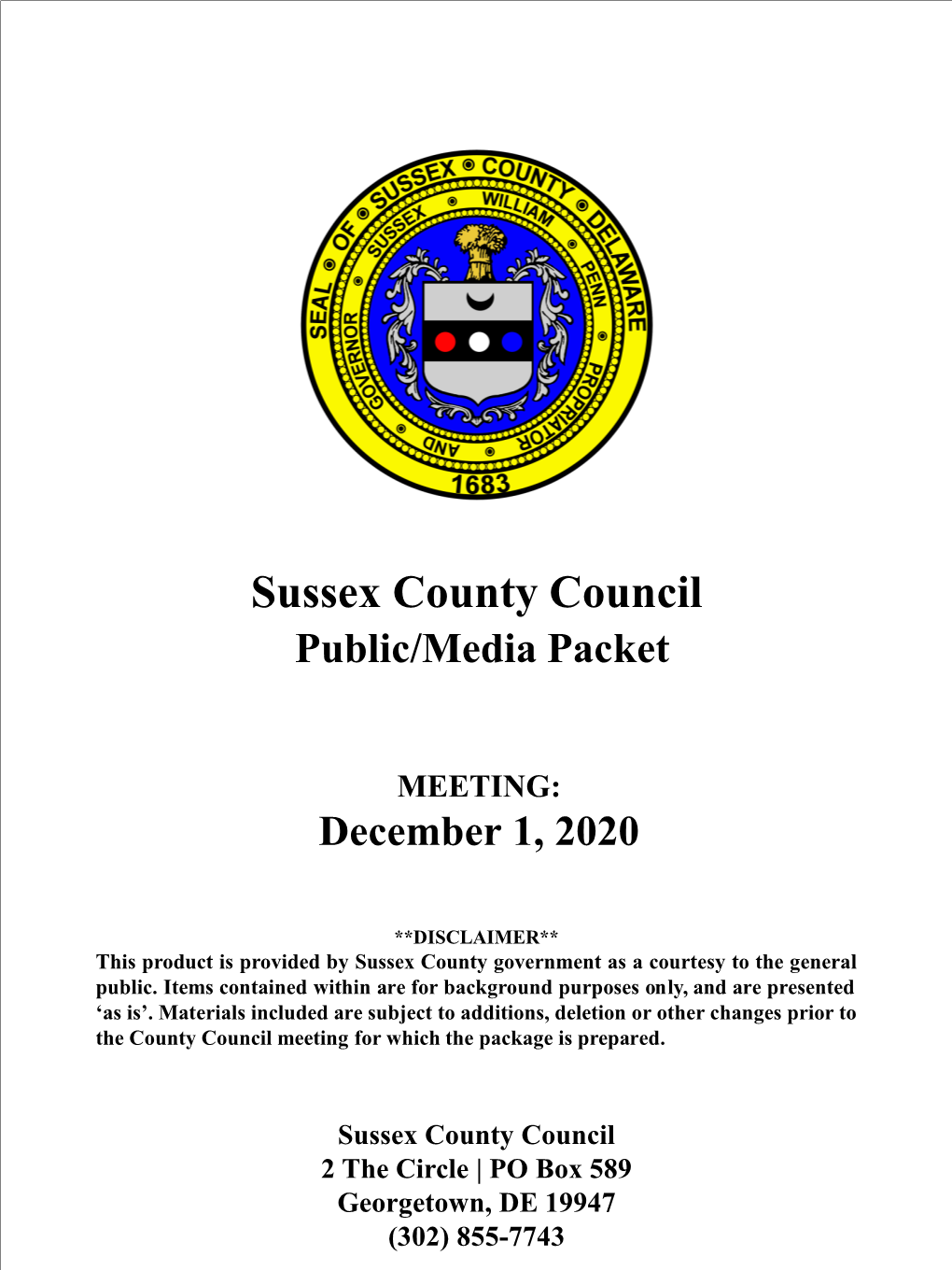 Sussex County Council Public/Media Packet