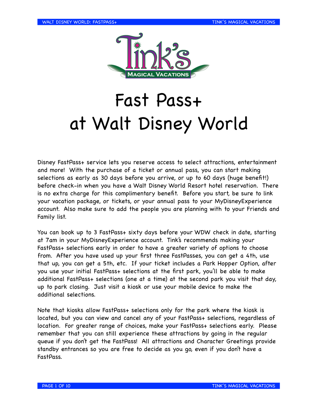 Fast Pass+ at Walt Disney World