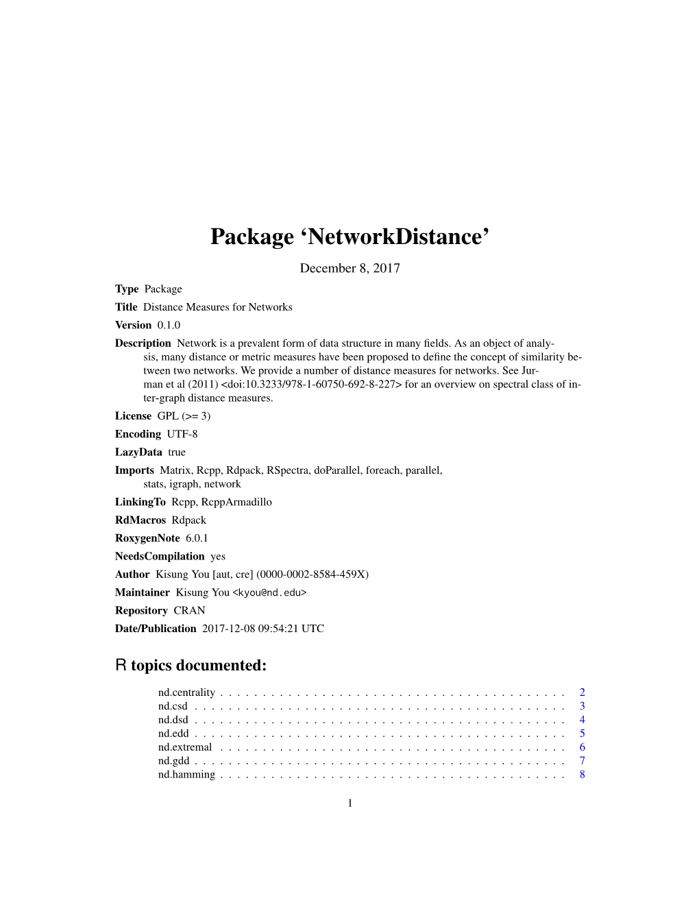 Package 'Networkdistance'