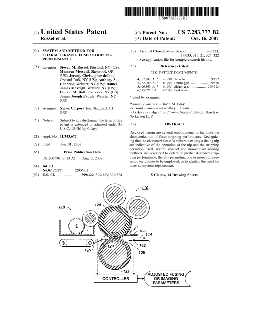 (12) United States Patent (10) Patent N0.: US 7,283,777 B2 Russel Et Al