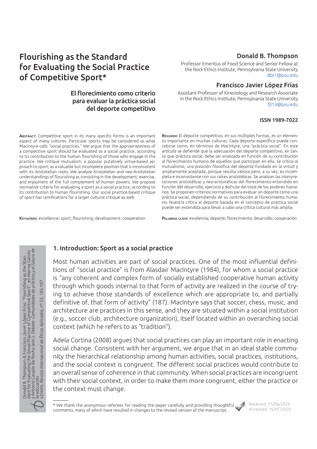 Flourishing As the Standard for Evaluating the Social Practice of Competitive Sport