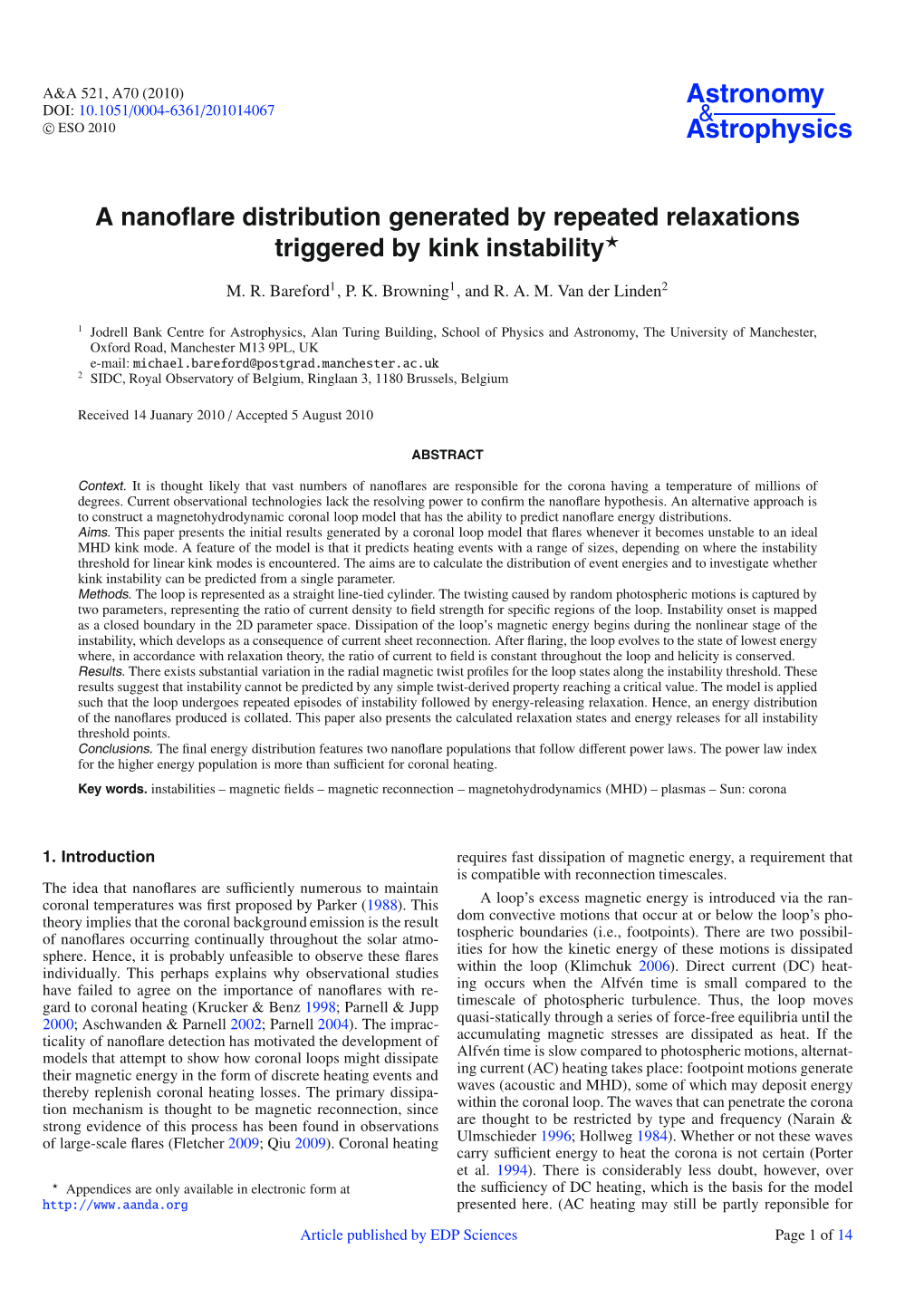 A Nanoflare Distribution Generated by Repeated Relaxations Triggered By