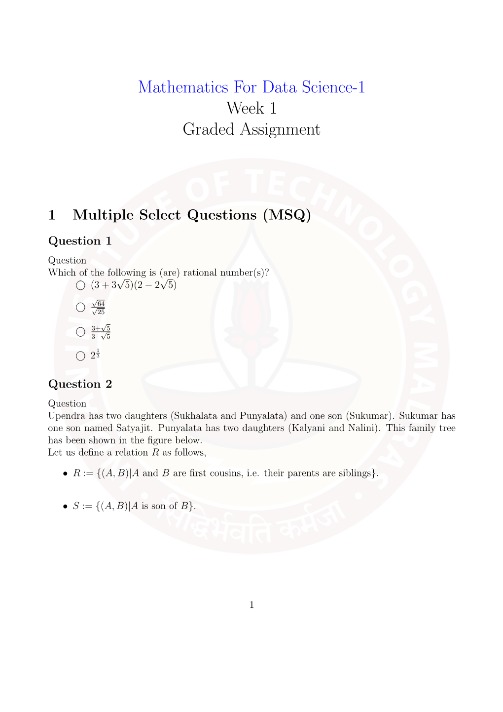 Mathematics for Data Science-1 Week 1 Graded Assignment