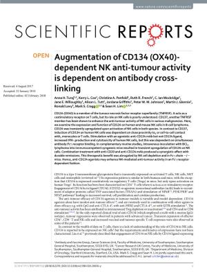 Augmentation of CD134 (OX40)-Dependent NK Anti-Tumour
