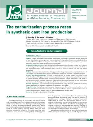 The Carburization Process Rates in Synthetic Cast Iron Production