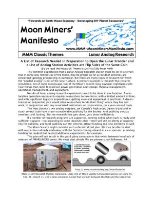 Lunar Analog Research