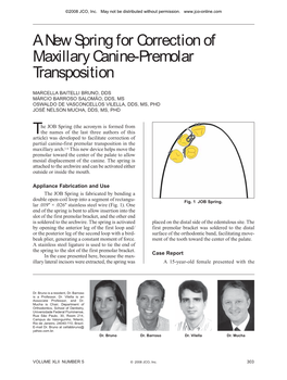 A New Spring for Correction of Maxillary Canine-Premolar Transposition