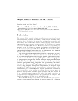 Weyl Character Formula in KK-Theory
