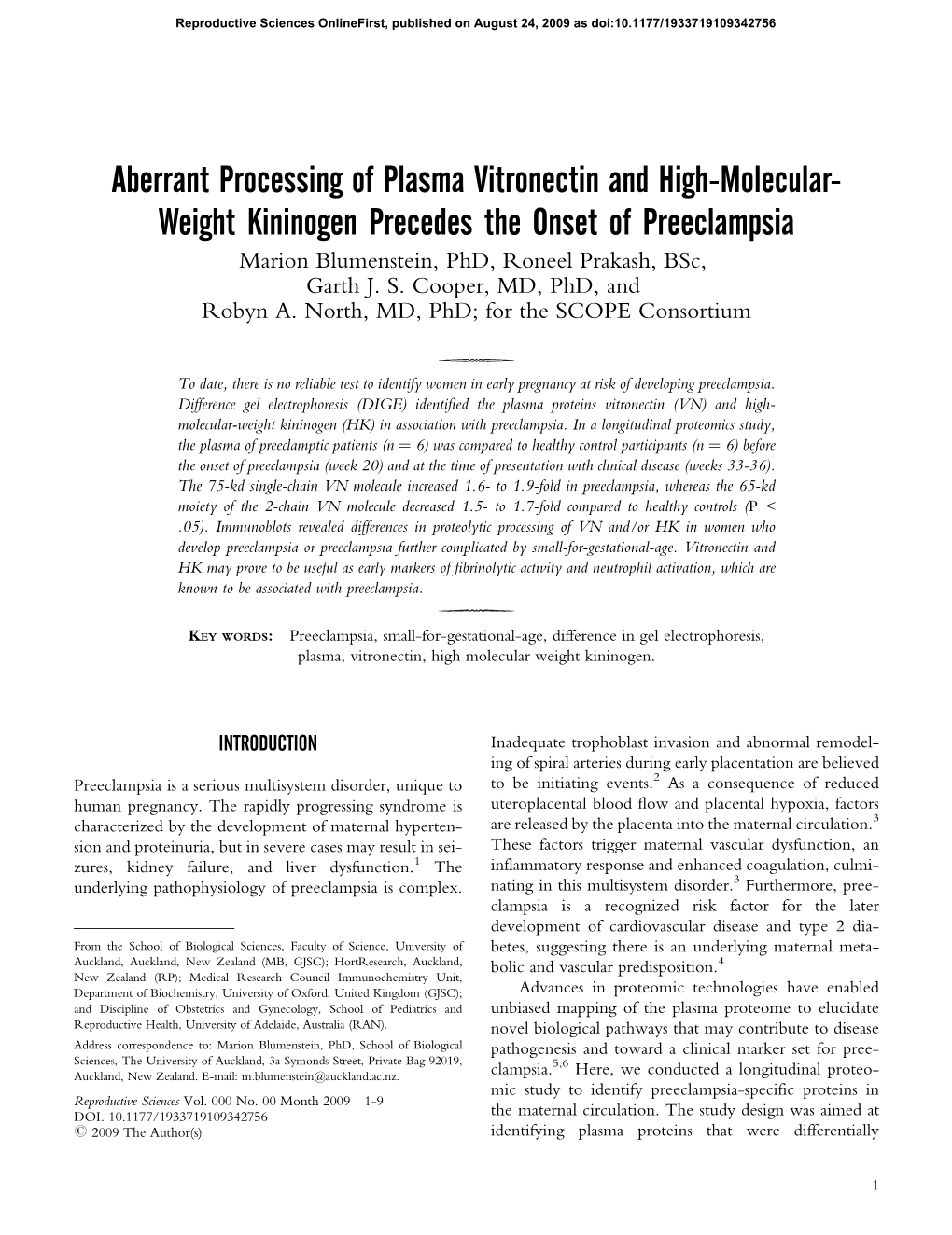 Aberrant Processing of Plasma Vitronectin and High