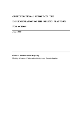 Greece National Report on the Implementation of the Beijing