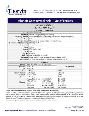 Icelandic Geothermal Kelp – Specifications