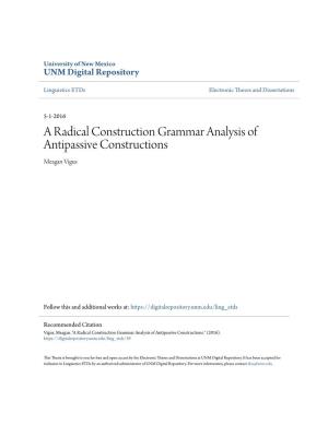 A Radical Construction Grammar Analysis of Antipassive Constructions Meagan Vigus