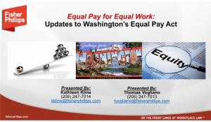 Updates to Washington's Equal Pay