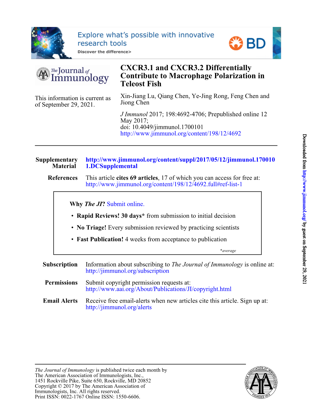 CXCR3.1 and CXCR3.2 Differentially Contribute to Macrophage Polarization in Teleost Fish