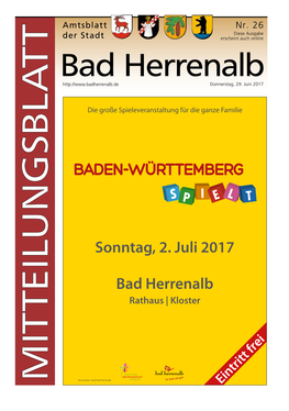 Sonntag, 2. Juli 2017 Bad Herrenalb