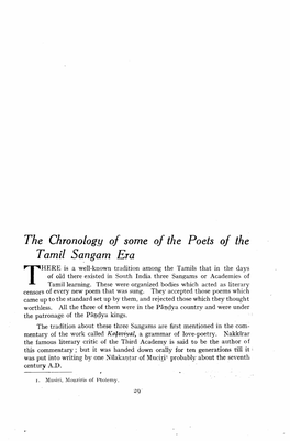 The Chronology of Some of the Poets of the Tamil Sangam