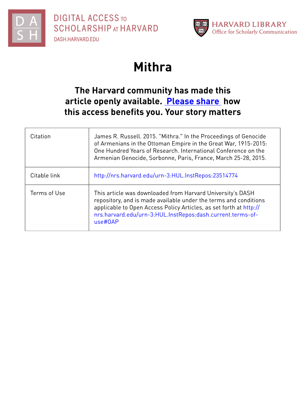 Mithra Oct 2015