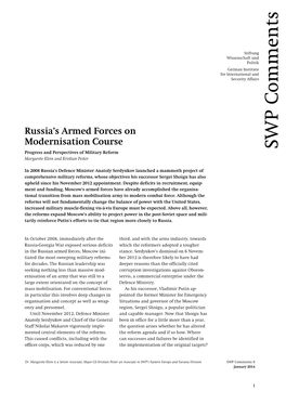 Russia's Armed Forces on Modernisation Course. Progress