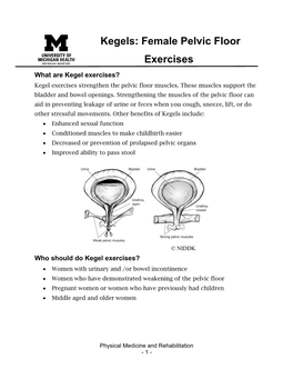 Kegels: Female Pelvic Floor Exercises What Are Kegel Exercises? Kegel Exercises Strengthen the Pelvic Floor Muscles