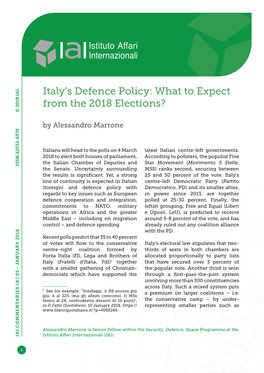 Italy's Defence Policy: What to Expect from the 2018 Elections?