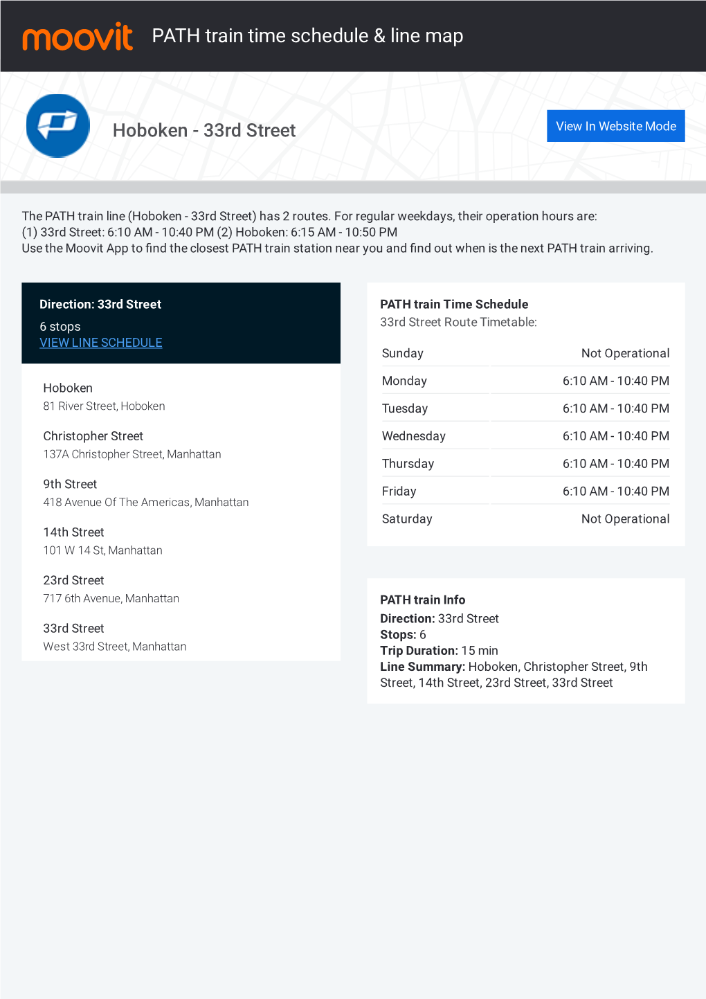 PATH Train Time Schedule & Line Route