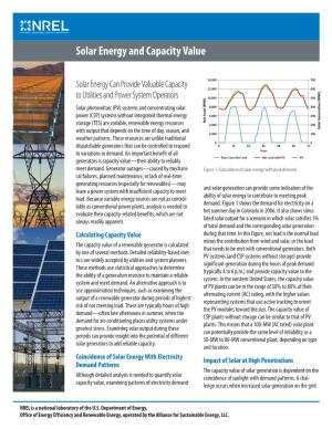 Solar Energy and Capacity Value (Fact Sheet), NREL (National