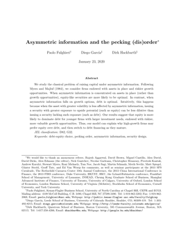 Asymmetric Information and the Pecking (Dis)Order∗
