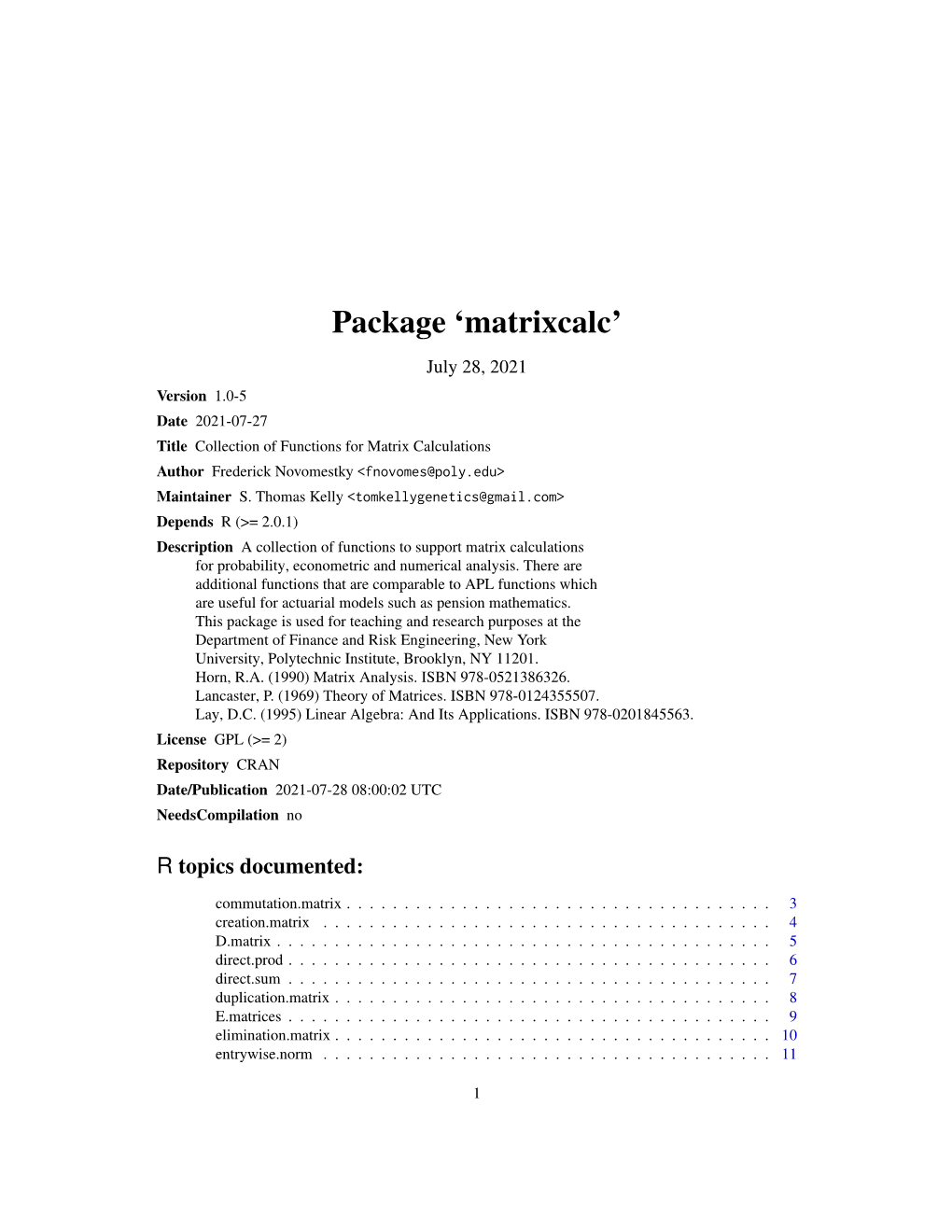 Package 'Matrixcalc'