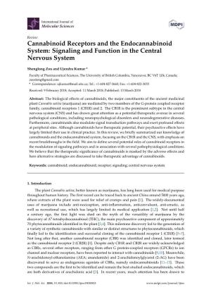 Cannabinoid Receptors and the Endocannabinoid System: Signaling and Function in the Central Nervous System