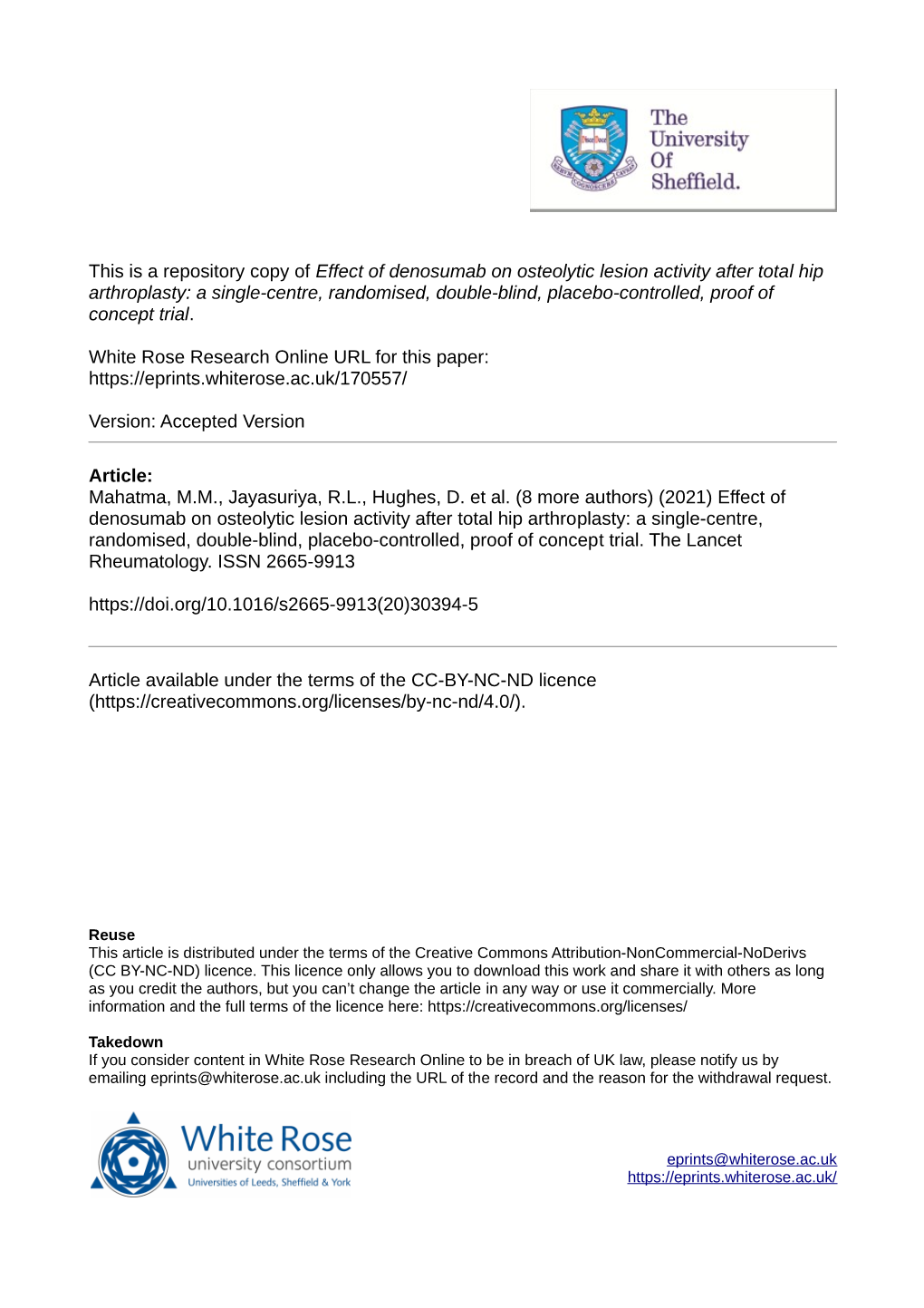 Effect of Denosumab on Osteolytic Lesion Activity After Total Hip Arthroplasty: a Single-Centre, Randomised, Double-Blind, Placebo-Controlled, Proof of Concept Trial