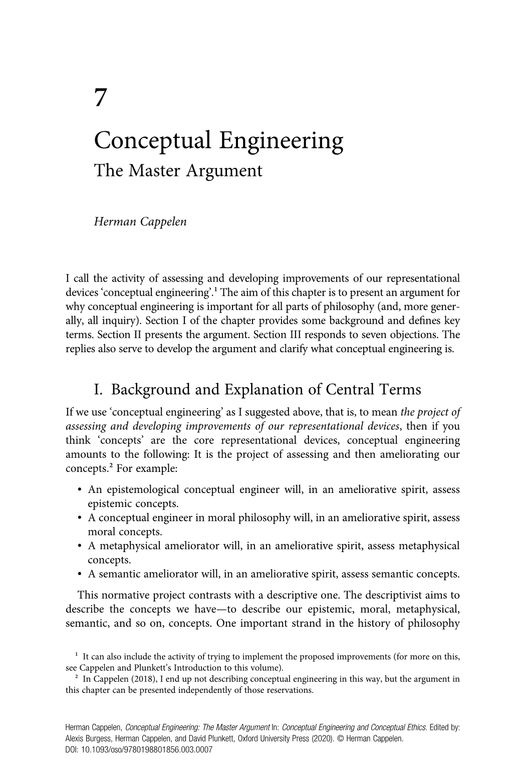 Conceptual Engineering the Master Argument