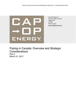 Flaring in Canada: Overview and Strategic Considerations – Cap-Op Energy to ECCC