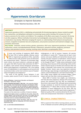 Hyperemesis Gravidarum: Strategies to Improve Outcomes