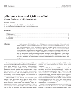 Toxicol Rev 2004; 23 (1): 21-31 GHB SYMPOSIUM 1176-2551/04/0001-0021/$31.00/0