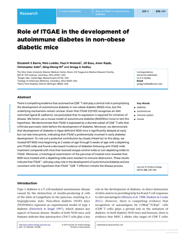Role of ITGAE in the Development of Autoimmune Diabetes in Non-Obese Diabetic Mice