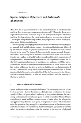 Space, Religious Difference and Aḥkām Ahl Al-Dhimma