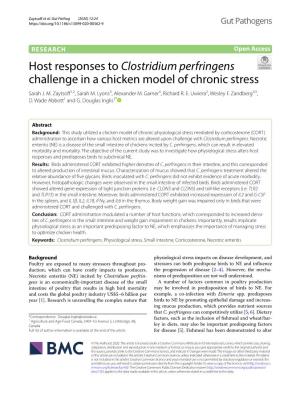 Clostridium Perfringens Challenge in a Chicken Model of Chronic Stress Sarah J