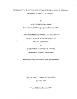 Mineralogy and Crystal Structures of Barium Silicate Minerals