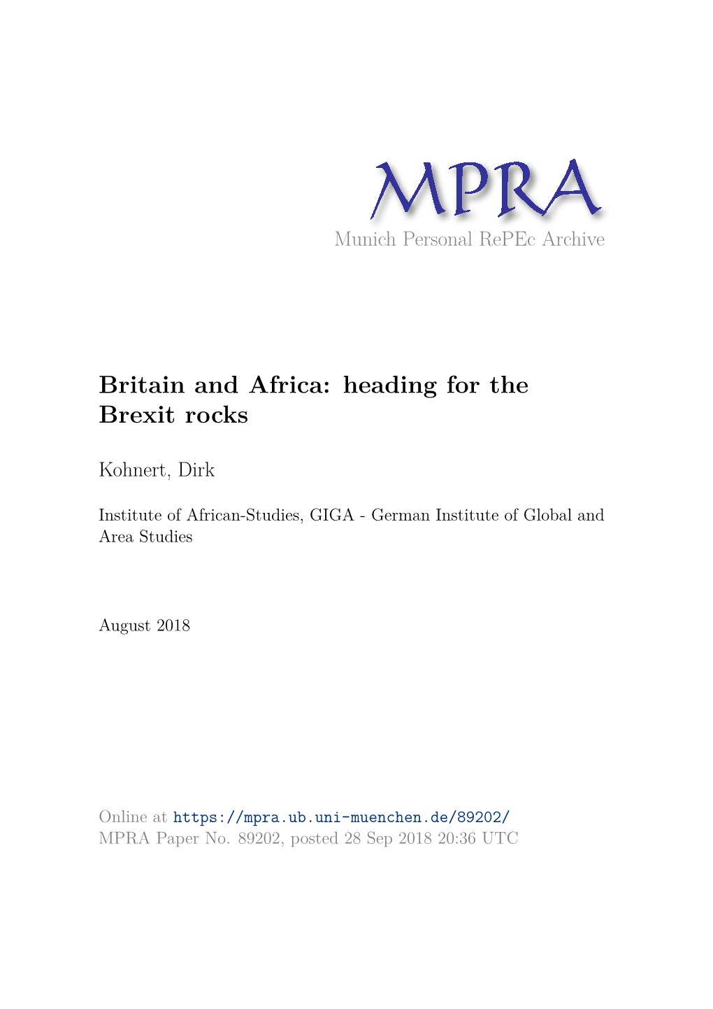 Britain and Africa: Heading for the Brexit Rocks