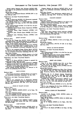 SUPPLEMENT to the LONDON GAZETTE, 14Ra JANUARY 1975 511
