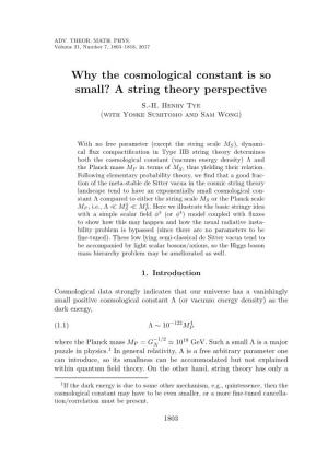 Why the Cosmological Constant Is So Small? a String Theory Perspective