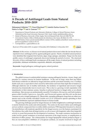 A Decade of Antifungal Leads from Natural Products: 2010–2019