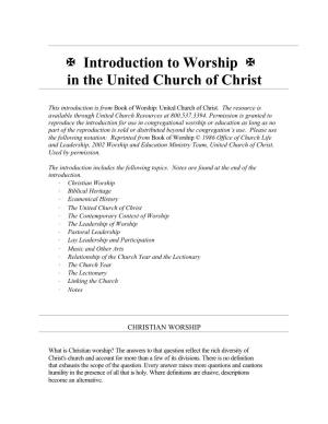 Introduction to the UCC Book of Worship