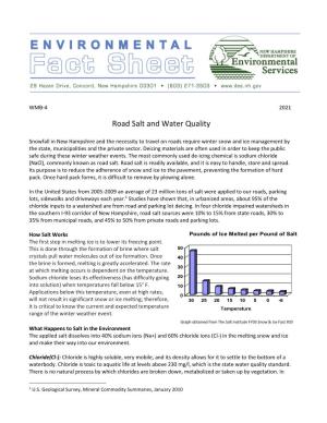 Road Salt and Water Quality Fact Sheet WMB-4