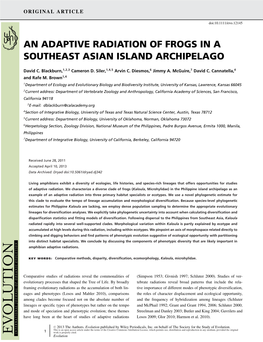 An Adaptive Radiation of Frogs in a Southeast Asian Island Archipelago