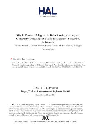 Weak Tectono-Magmatic Relationships Along an Obliquely