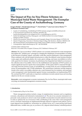 The Impact of Pay-As-You-Throw Schemes on Municipal Solid Waste Management: the Exemplar Case of the County of Aschaffenburg, Germany