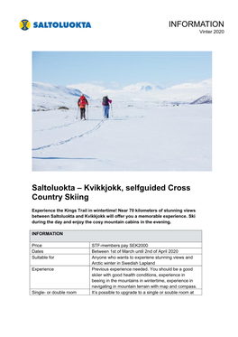 INFORMATION Saltoluokta – Kvikkjokk, Selfguided Cross Country Skiing